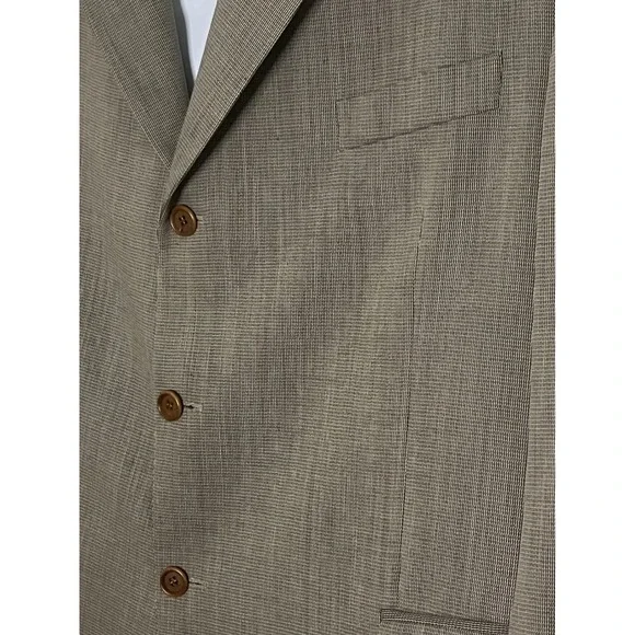 Chiavari Suit Mens 48R/42w Brown Tan 100% Wool 3 Button Made‎ in Italy